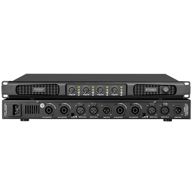 Depusheng XTI2002 Four-Channel Digital Amplifier, Home KTV Conference Room Training Stage Wedding Home Commercial Audio Power Amplifier, 1U Slim Pure Post-Stage 350W*4