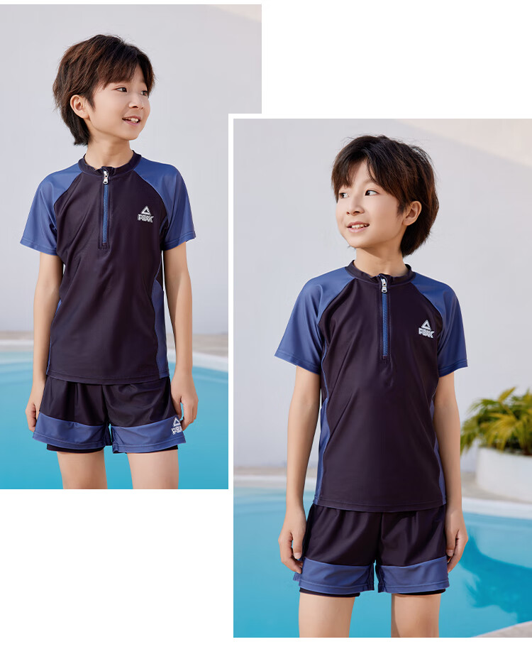 Pike Children's Swimwear Boys' Swim Trunks Set Two-Piece Swimsuit for Boys Big Small Medium Kids Gray And Black Size 150 10