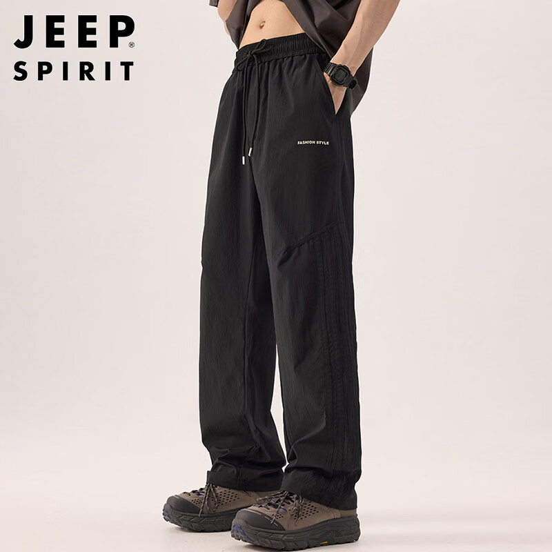 Повседневные брюки JEEP SPIRIT для мужчин, осенне-зимние, корейский стиль, свободные, прямые, для парашютистов, карго, черные, 4XL