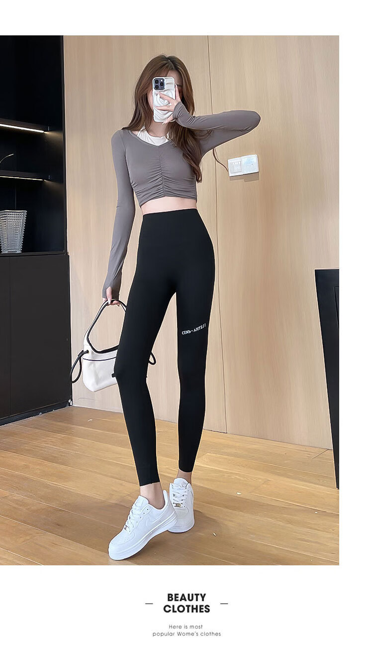 LangSha Women's Shark Pocket Pants High-Waist Hip-Lifting Fitness Yoga Leggings Spring Autumn New 13
