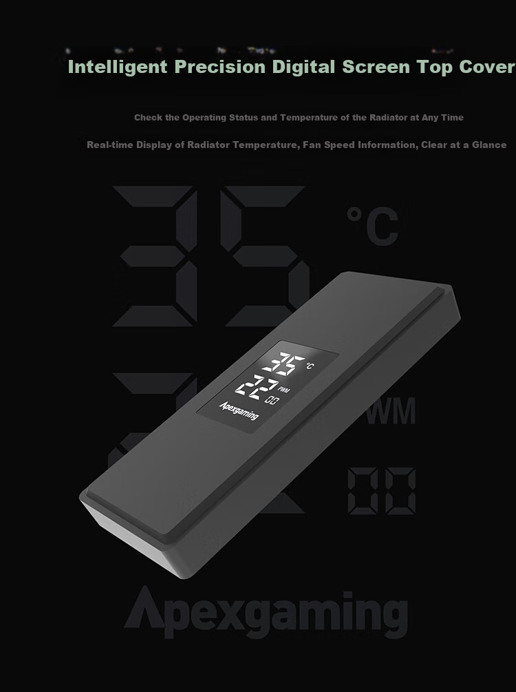 Apexgaming V6BG Single Tower Six Heat Pipes/Smart Digital Display Temperature Control Cooler, Dual Platform Compatible, Aura Sync Support, for 12th/13th Gen Intel Core, Main Product 8