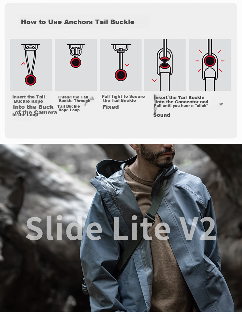 Dianfengsheji Peak Design Camera Shoulder Strap Slide Lite, Multifunctional Slim PD Quick-Release Pressure-Relief Strap, DSLR Mirrorless Digital Camera Lanyard, Crossbody Strap 8