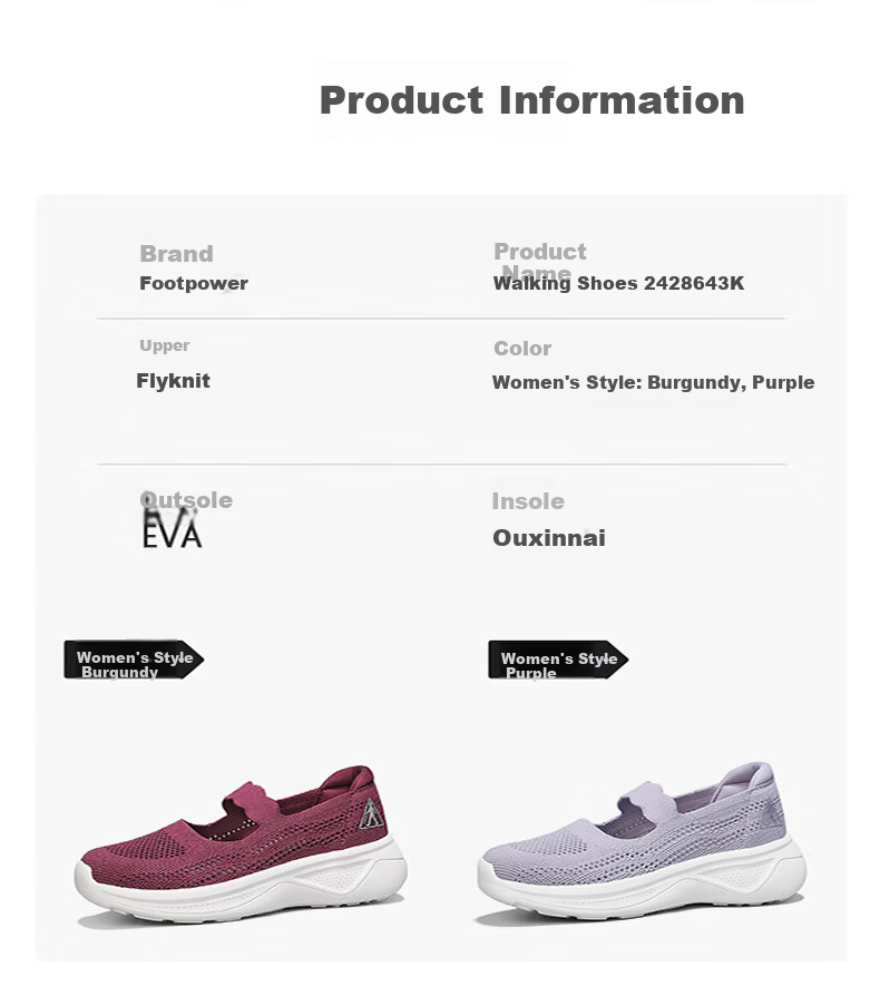 Zulijian Elderly Shoes, Autumn New Style Women's Slip-On Shoes, Mom Shoes for Middle-Aged And Elderly, Casual Women's Shoes, 8643K Purple, Size 37 5