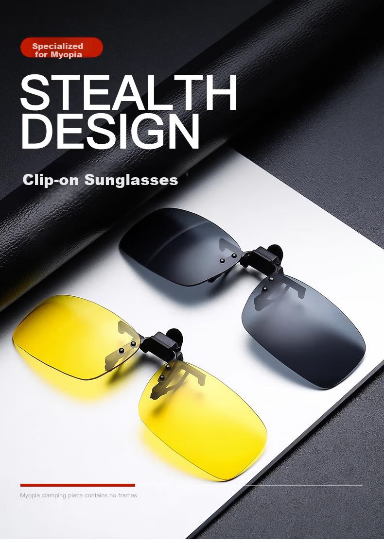 Boshide Polarized Clip-On Sunglasses for Prescription Glasses, Driving Clip-On Sunglasses with UV Protection, Polarized Black Gray Lenses 5