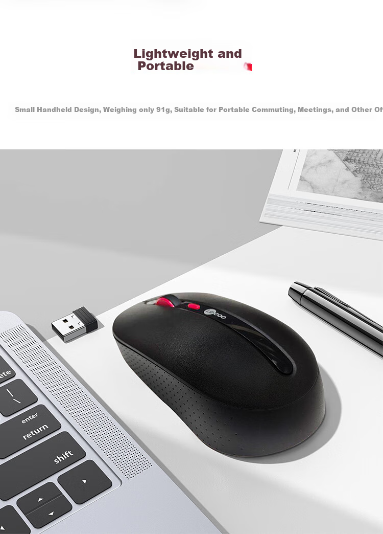 Lenovo Lai Ku Wireless Mouse, Office Mouse, Laptop Mouse, Computer Mouse, Suitable for Desktop/ThinkPad/Lenovo Legion, Wireless 2.4G Quiet WM101 Black 4