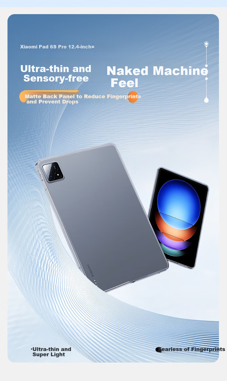 KOOLIFE Protective Case for Xiaomi Pad 6S Pro, 12.4-Inch 2024 Model, Xiaomi Tablet Cover, TPU Transparent Shockproof Outer Shell, Slim And Lightweight 2