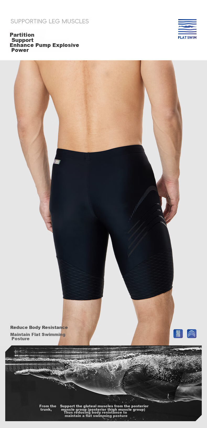 Li-Ning Swimming Trunks for Men, Knee-Length Swim Shorts, Professional Chlorine-Resistant, Wear-Resistant, Quick-Drying, Large Size Men's Swimwear, 0021 Black L 2