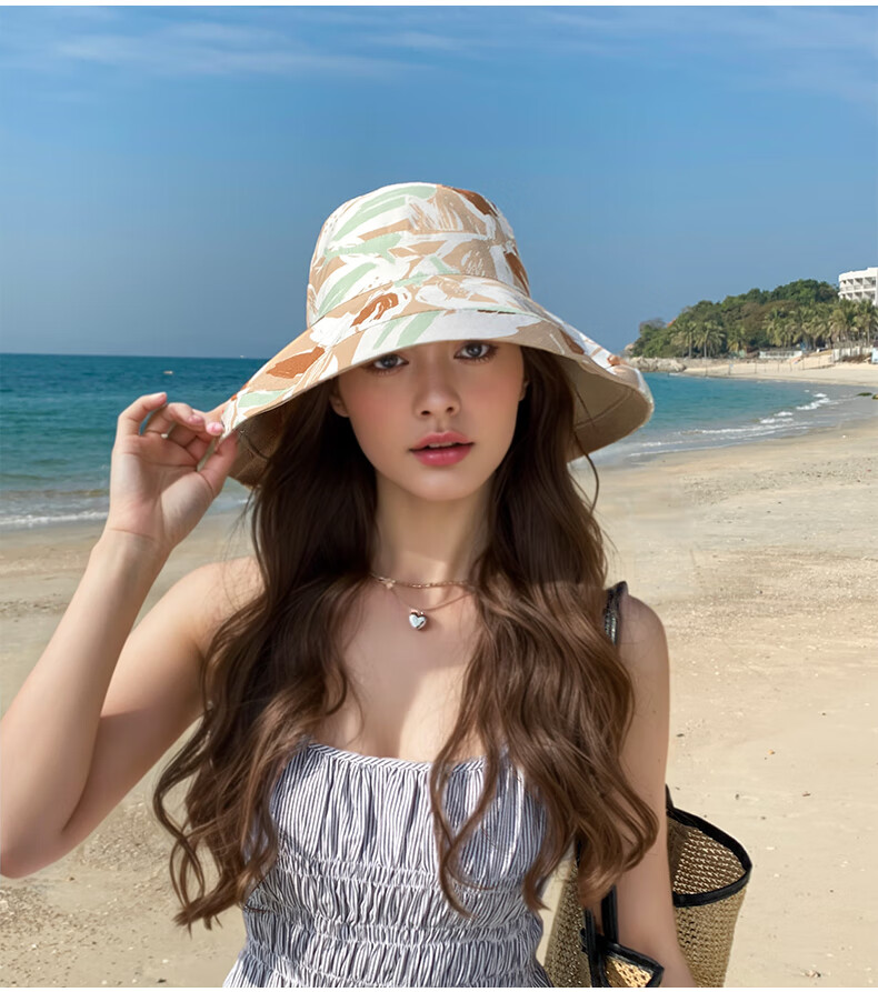 GLO-STORY Women's Sun Hat, Wide Brim Double-Sided Fisherman Hat, Casual Sun Hat, Outdoor Face-Covering UV Protection Hat for Wome 8