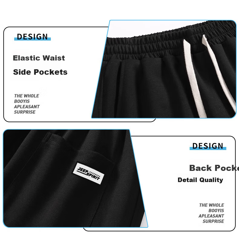 JEEP SPIRIT Men's Sweatpants for Spring And Autumn, Loose Wide-Leg Trousers, Versatile Comfortable Casual Pants, Long Pants for Men, Black 4XL 6