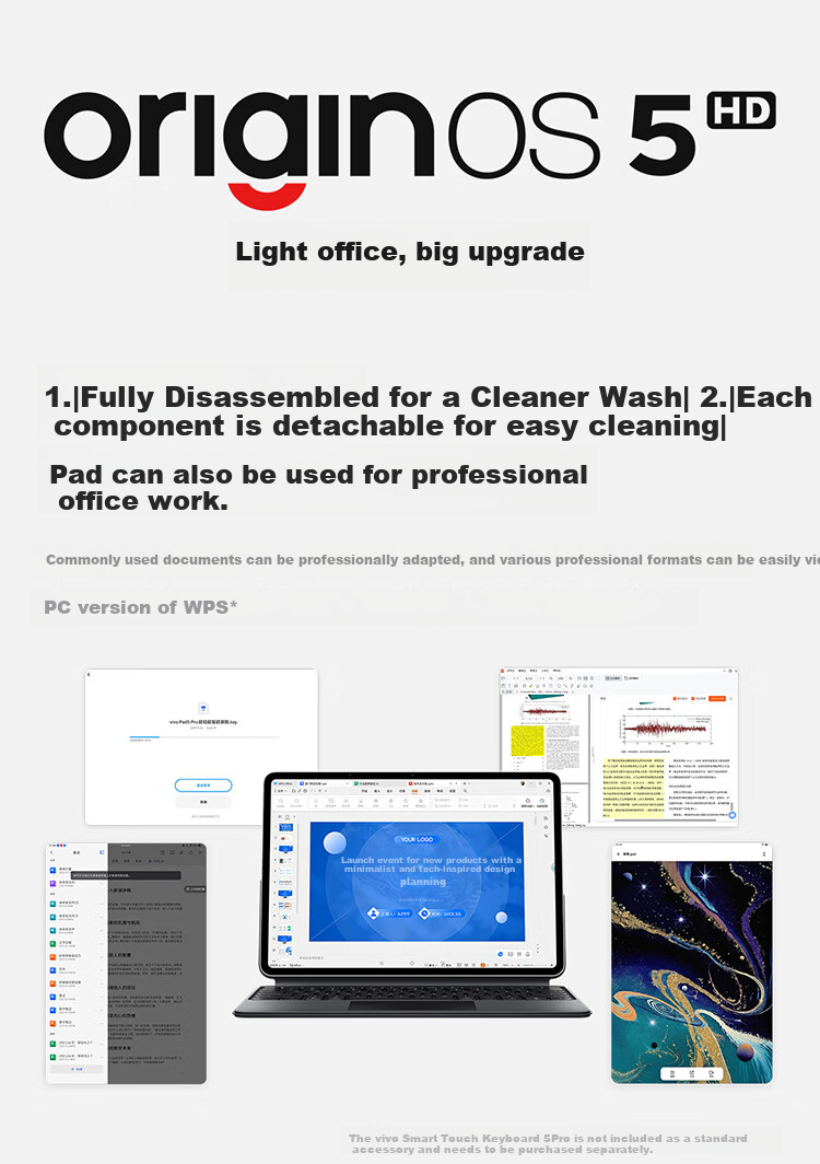 Vivo Pad5 Pro Ultra-Light Version, 16GB+512GB, Light Feather White, Subsidies, Blue Crystal × Dimensity 9400, 13-Inch Original Color Eye Protection Screen, Tablet Computer 13