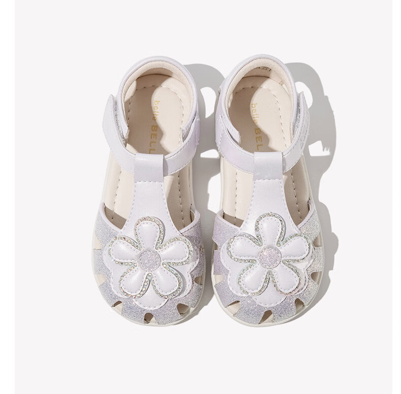 Belle Children's Shoes, Girls' Closed-Toe Sandals, Summer Soft-Soled Walking Shoes for Kids, Fashionable Princess Shoes for Toddlers, Pink, Size 30 15