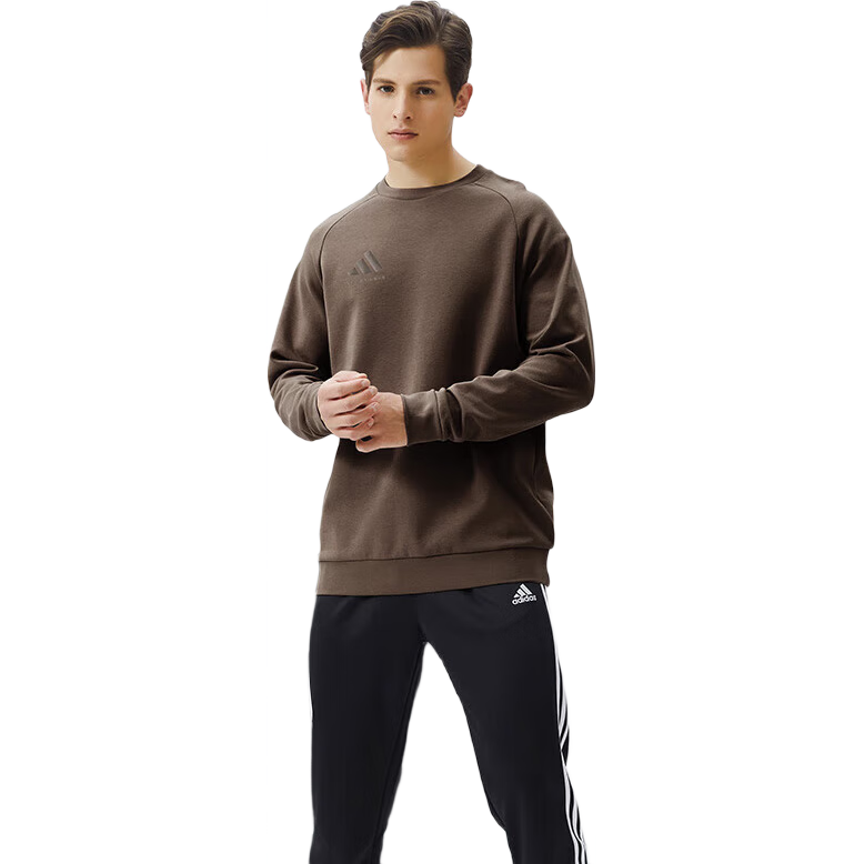 Adidas Men's Sweatshirt, Spring Outdoor Running Sports Pullover, Windproof Warm Breathable Sportswear, Coffee/dark Brown, M