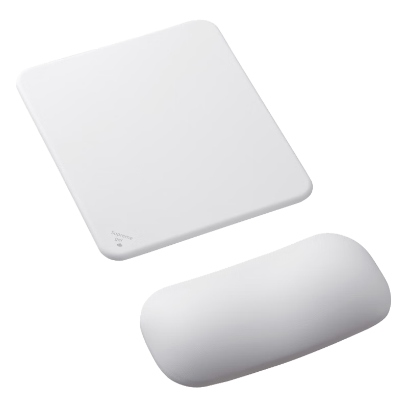 SANWA Gel Ergonomic Silicone Wrist Rest Mouse Pad Set, Solid Color Hand Support Wrist Pad, Soft And Washable, for Office And Gaming, White