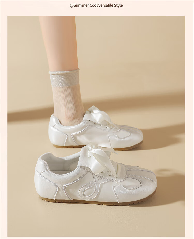 DAPHNE Song Xi Same Style Ballet Training Shoes, Women's New Sneakers, Casual White Shoes, Beige, Size 37 7