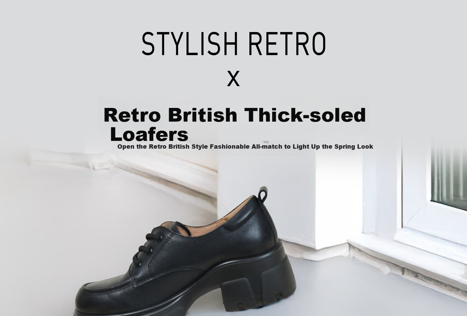 COMELY Thick-Soled Leather Shoes for Women, Spring New Style Cowhide Lace-Up Fashionable Versatile British Deep-Mouth Flats, Black, Size 39 1