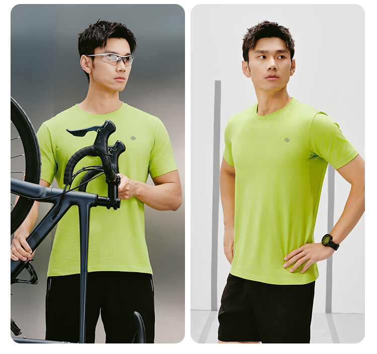 JD Original Summer Men's Sports Short-Sleeve Running Fitness Aerobic Sweat-Resistant Quick-Dry Wool T-Shirt, Phantom Green, 3XL 10