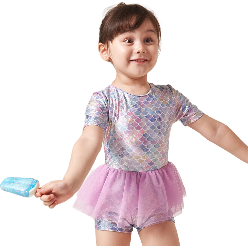 Yizi Children's Swimsuit for Girls, Baby And Toddler One-Piece Hot Spring Swimwear EZI18G019 Fish Scale Print 2 130cm