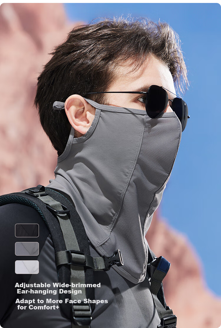 JIUMU Ice Silk Sun Protection Face Mask for Men, Cycling Summer UV-Resistant Sunshade Neck Guard Full Face Breathable Sun Protection Mask 6