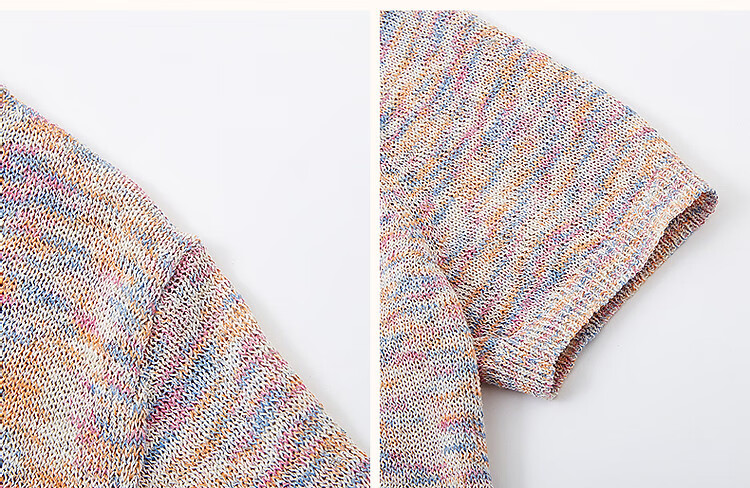 Dme [And Say Goodbye to Heat] Summer Linen-Cotton Blend Sweater, Elegant Floral Pattern, Petite Knit Top for Wome 7