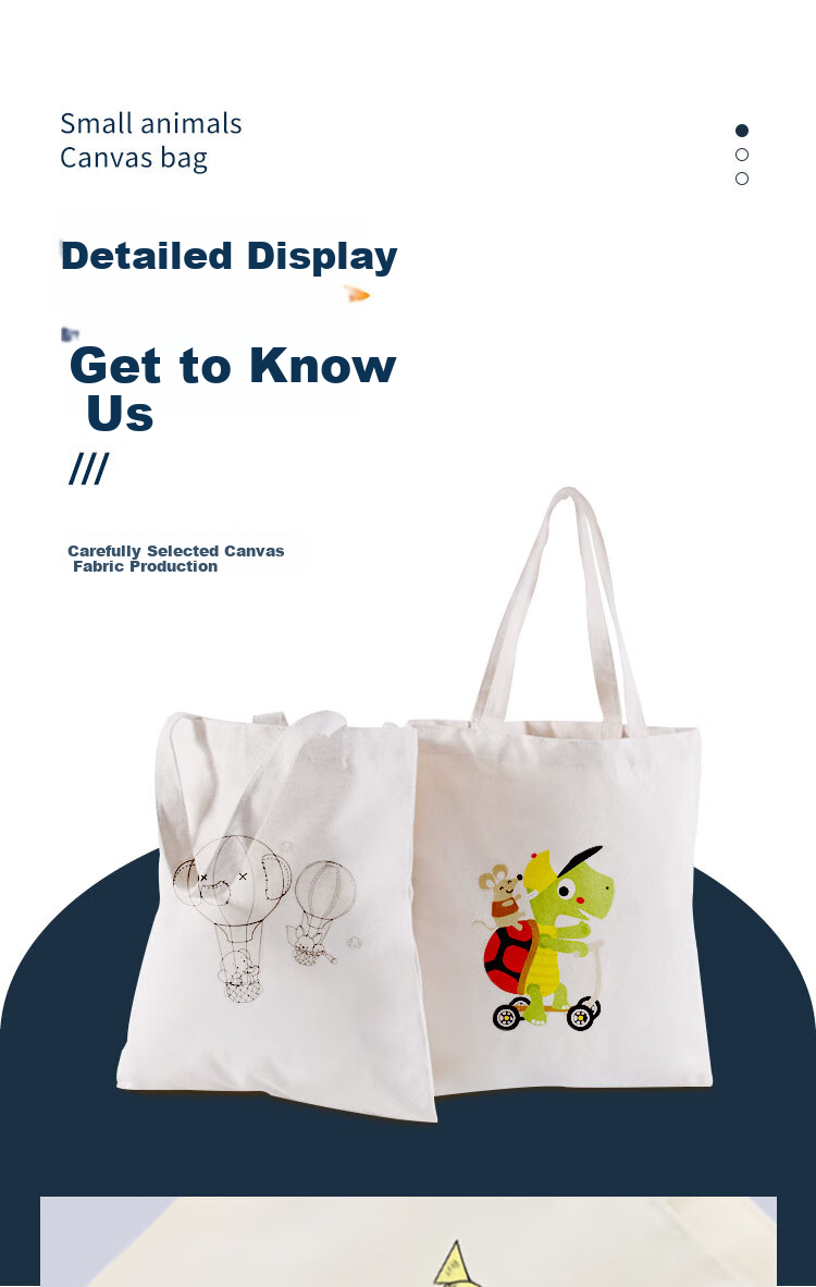 Dipuer White Canvas Bag, Blank Canvas Pouch, Children's DIY Handmade Drawing Bag, Creative Handbag for Painting And Drawing 6