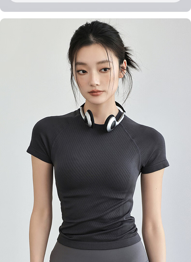 Xueqiman Women's Yoga Short Sleeve Top Tight Fit Stretch Quick-Dry Breathable T-Shirt Professional Pilates Fitness Running Training 11
