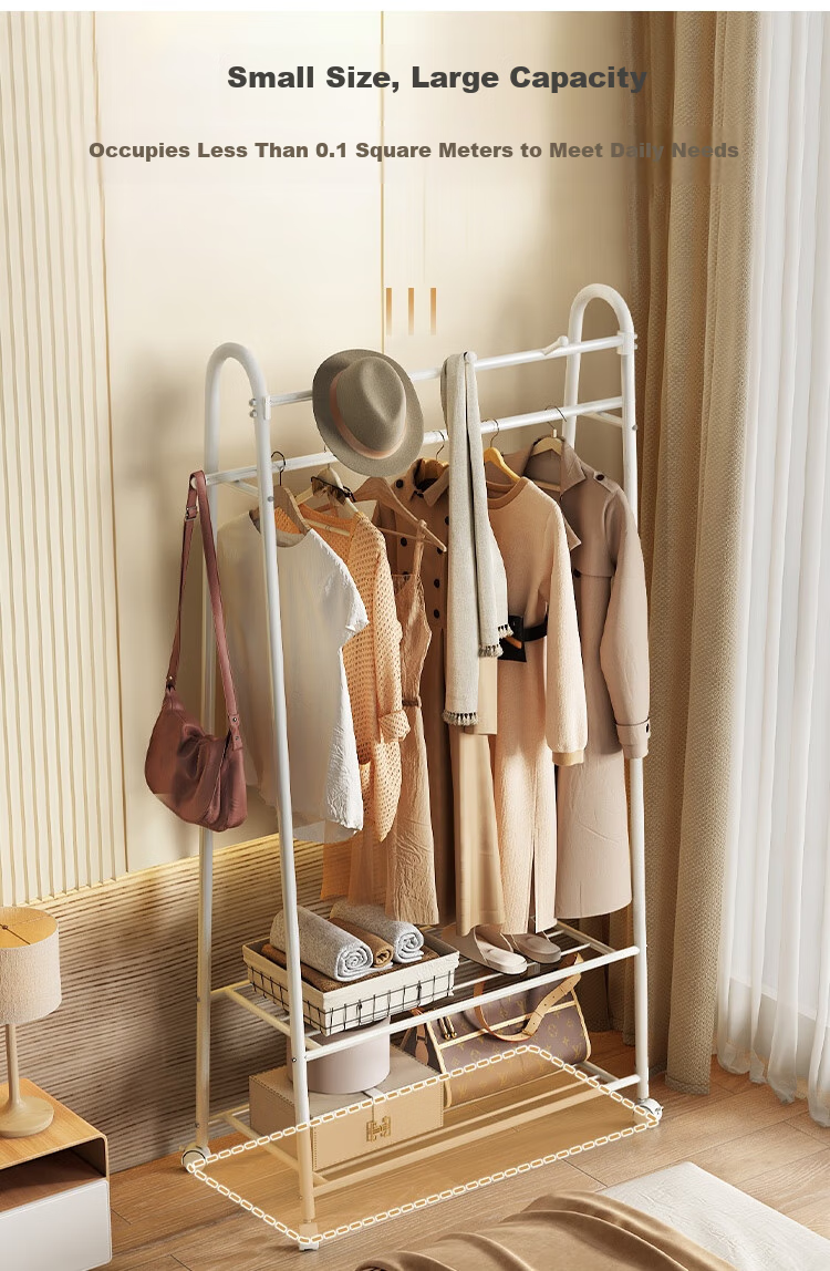 Anerya Iron Coat Rack, Floor-Standing Bedroom Clothes Hanger, Simple Indoor Hook Drying Rack, 80cm 3