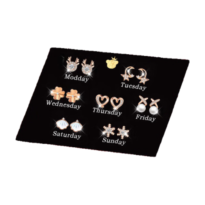 Grace Girl Weekly Gift Box Set of Seven Pairs of Earrings for Women, Heartfelt Proposal, Anniversary And Birthday Gift for Girlfriend