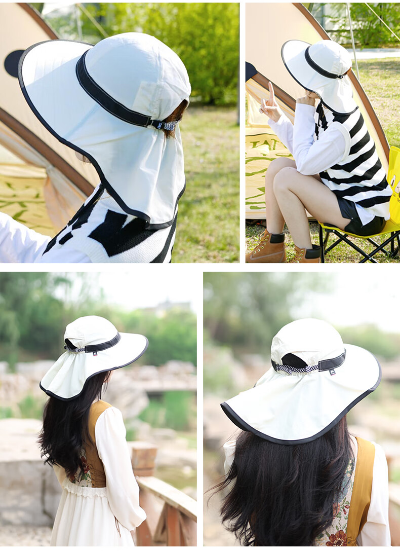 SUNDAY AFTERNOONS Women's Outdoor Wide Brim Neck Protection Beach Breathable Summer Sun Protection Hat, Off-White 11