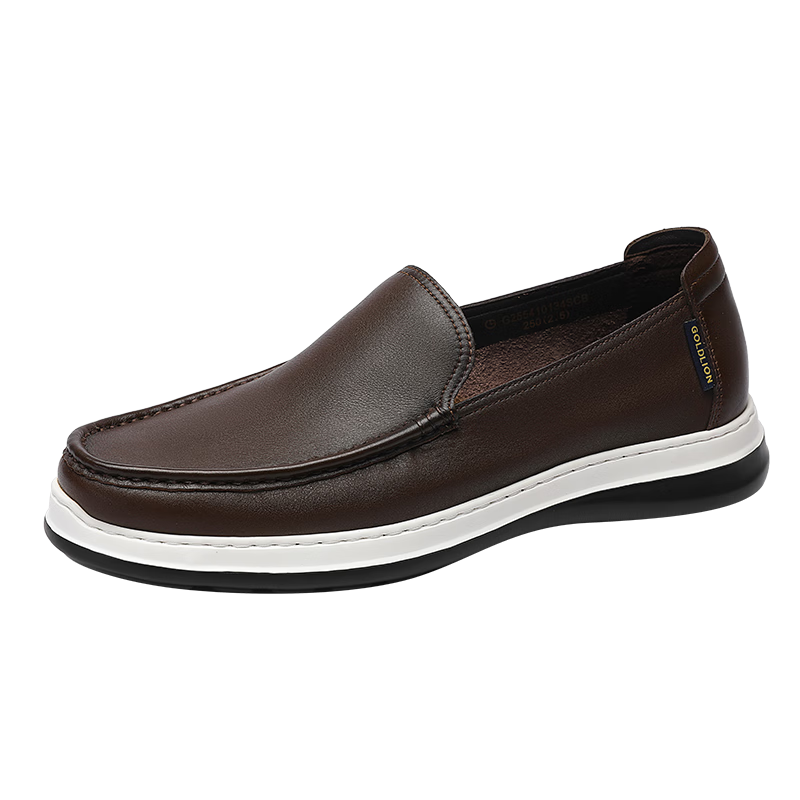 Goldlion [Clearance Sale for Out-Of Items] Men's Shoes, Same Style As in Department Stores, Slip-On Business Leather Shoes G255410134SCB Dark Brown Size 42
