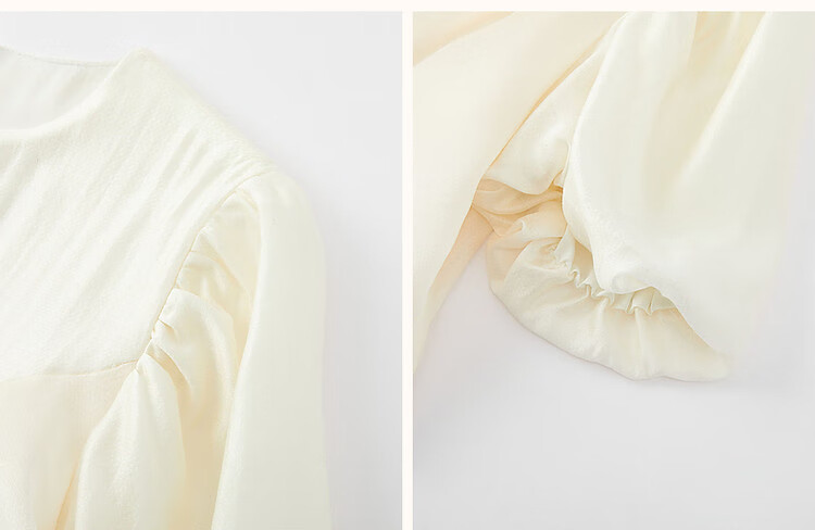 Dme [Luorimian] Summer Breathable Lyocell Tencel Shirt with Asymmetric Ruffle Collar And Puff Sleeves Top 7