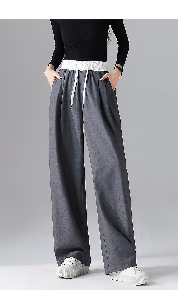 Dme [Sustainable Inclusion] Spring Simple Style Elastic Waist Banana Pants Fashionable Color-Block Spliced Women's Casual Pants 1
