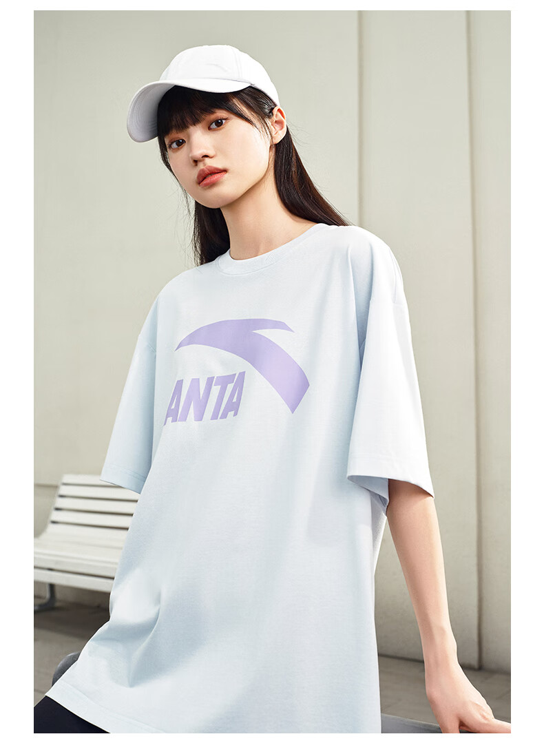 Anta Men's Short Sleeve T-Shirt Summer Logo Print Casual Loose Breathable Lightweight Sports Top 14