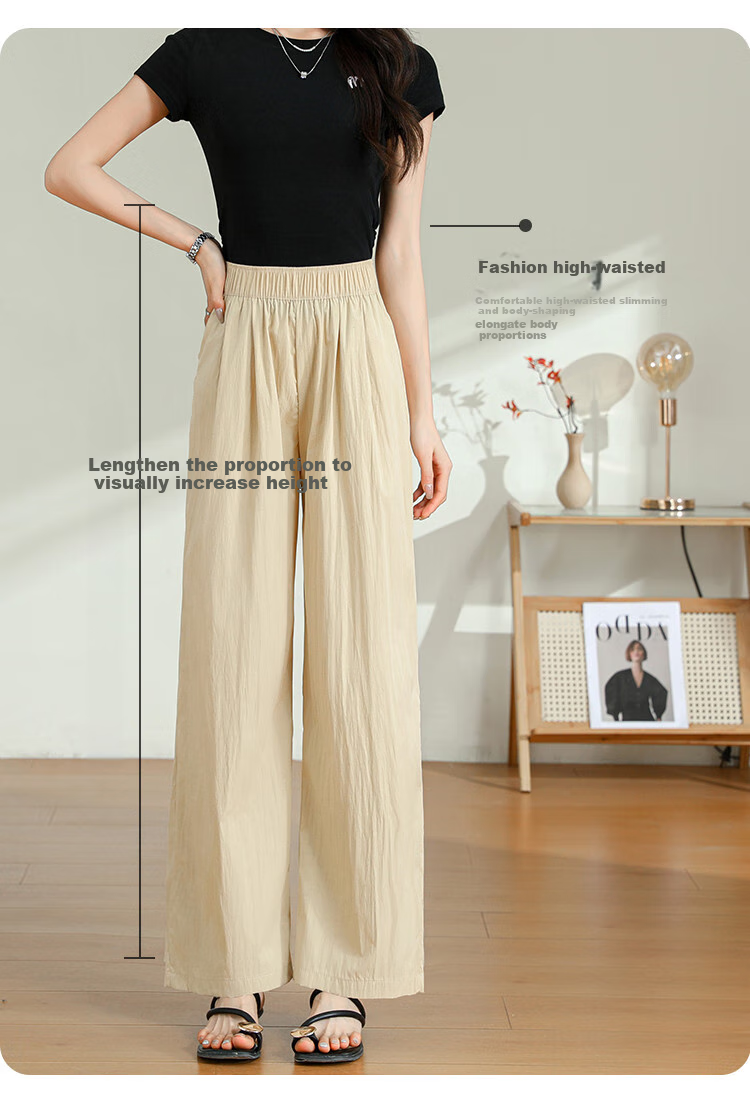 Jeanswest Casual Pants for Women, Summer Trendy Loose-Fitting Draping Solid Color Versatile Yamamoto Wide-Leg Pants, Pink, Size L 5