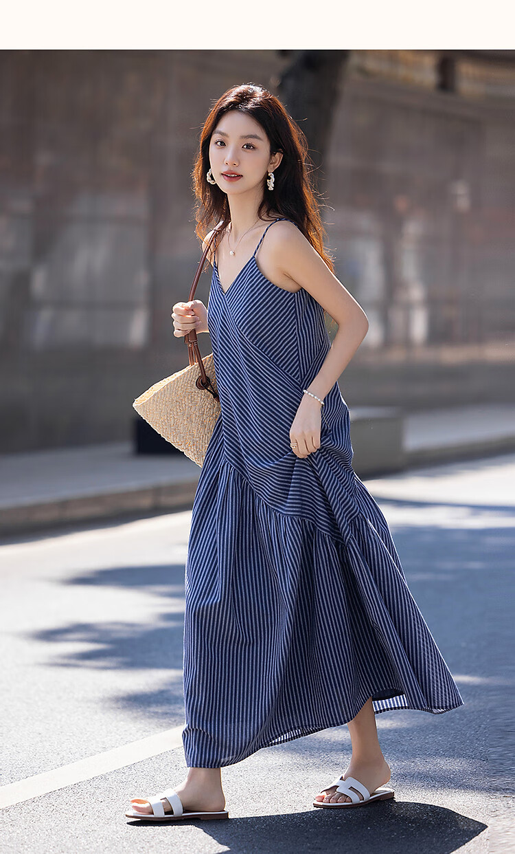 Demana [with Soft Cloud Cotton] Summer Multi-layer Spliced Sleeveless Strap Irregular A-line Women's Dress 15