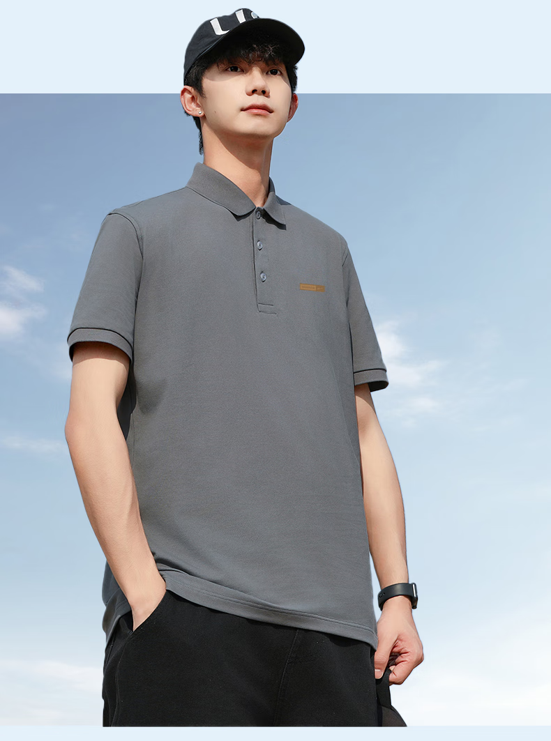 Huili Short-Sleeve Polo Shirt for Men, Summer Casual Men's T-Shirt with Collar, Breathable Top for Me 5