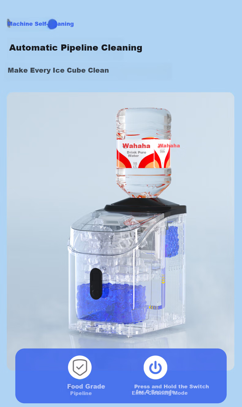 Hicon Ice Maker, Home Small Cube Ice Machine, Automatic Ice Cube Making, Antibacterial Timer, Stainless Steel Ice Maker 11