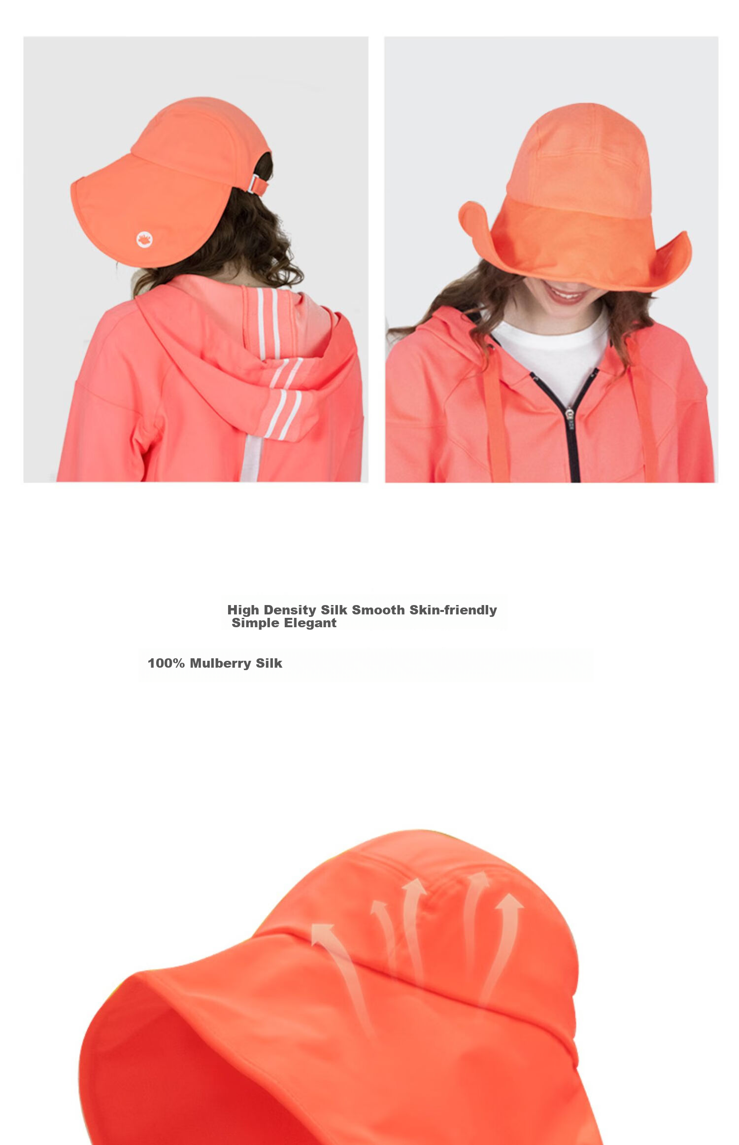 HOII Sun Protection Hat for Women, UV-Resistant Summer Wide Brim Round Bucket Hat Sun Visor Red 9