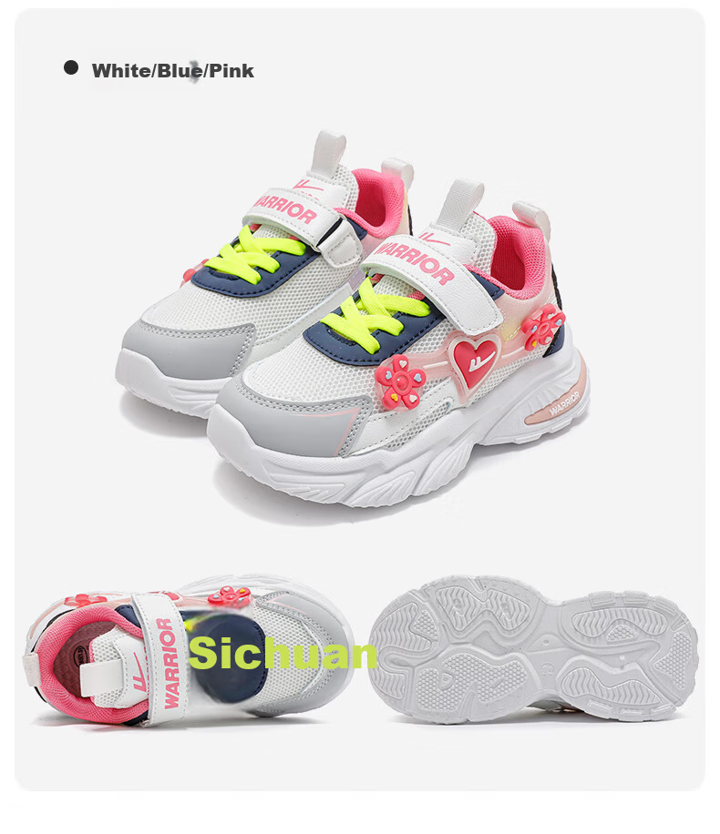 Warrior Girls' Shoes, Spring And Autumn Style, Fashionable Soft-Soled Dad Shoes for Little Girls, Sneakers WZ(CL)-1061, Purple, Size 34 15
