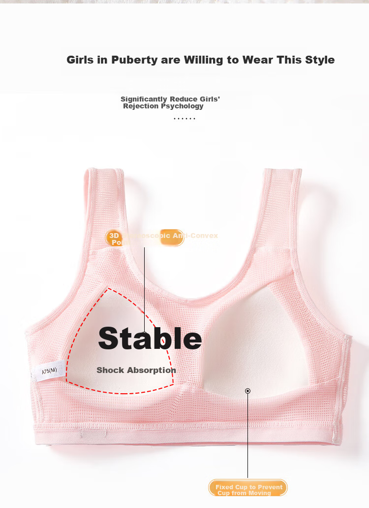 LangSha Girls' Underwear, Puberty Bra for Ages 9-12, Sports Anti-Shock Camisole, Children's Bra for Elementary School Students, White, M 4