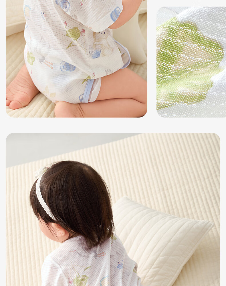 Shiyuejiejing Baby Romper, Summer Thin Style, Infant Onesie, Newborn Pure Cotton Mesh Short-Sleeve A-Class Bodysuit 19