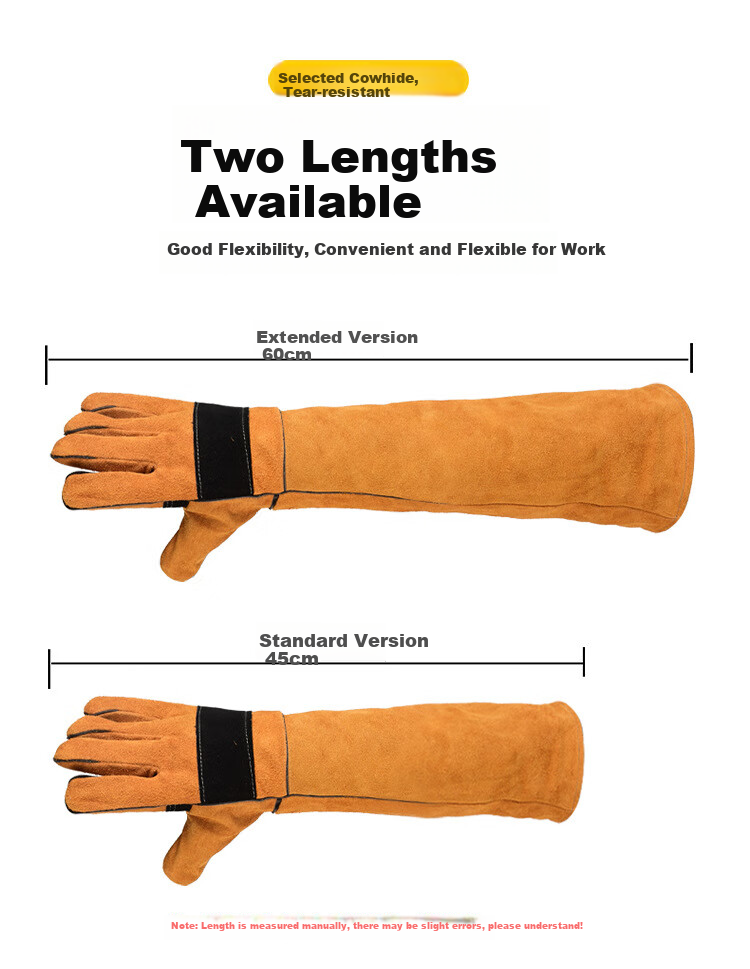 Beifute Anti-Bite Gloves, Scratch-Resistant Dog Bite Protection, Wear-Resistant Thickened Heat-Insulating Welding Gloves, Non-Slip Construction Site Gloves, 60CM Yellow 7