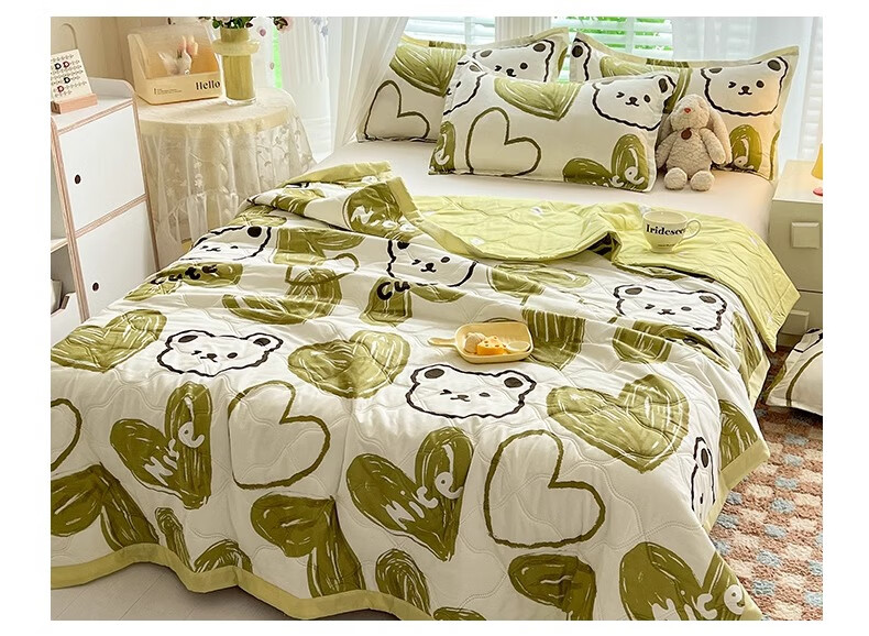 AVIVI Fiber Quilt, Washed Cotton Summer Cool Quilt, Thin Quilt, Air Conditioning Quilt, 2.5 Jin, 200*230cm, [Forest-Themed Little Bear] 12