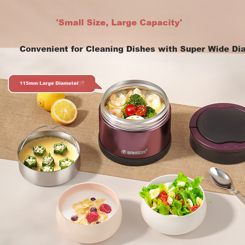 Bangda Stainless Steel 316 Insulated Lunch Box for Children, Students And Office Workers, Portable Thermos Food Container for One Perso