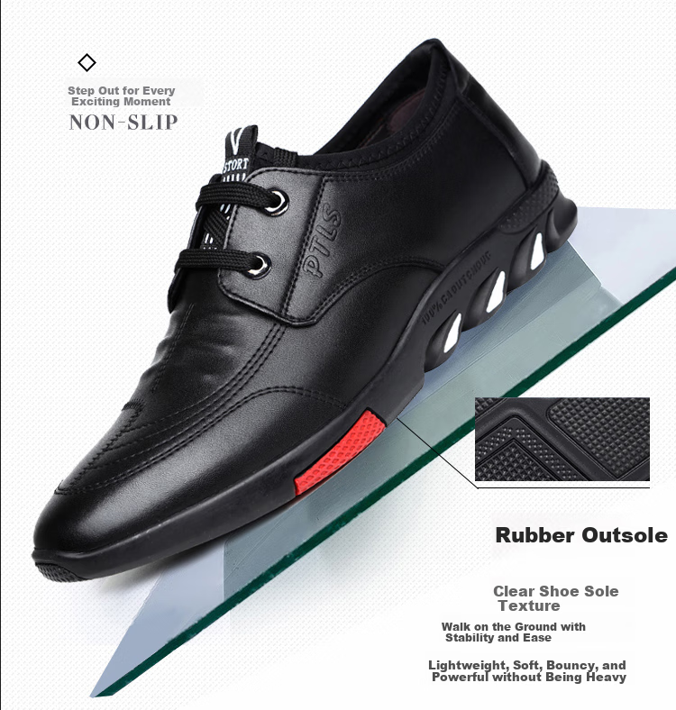 Poitulas Men's Shoes, Fashionable Lace-Up Business Casual Leather Shoes, British Versatile Lightweight Casual Shoes for Men, 5699 Black, Size 41 7