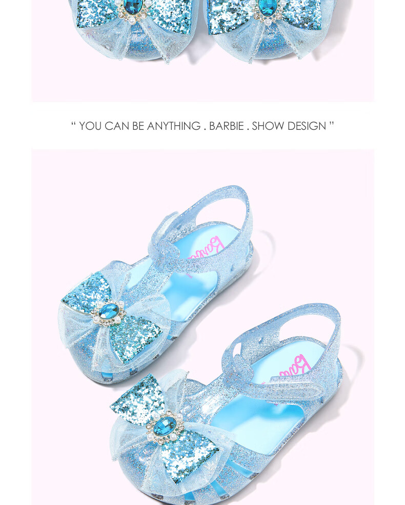 Barbie Kids Girls Summer Closed-Toe Sandals Children's Jelly Shoes Outdoor DA6816 Blue Size 28 9