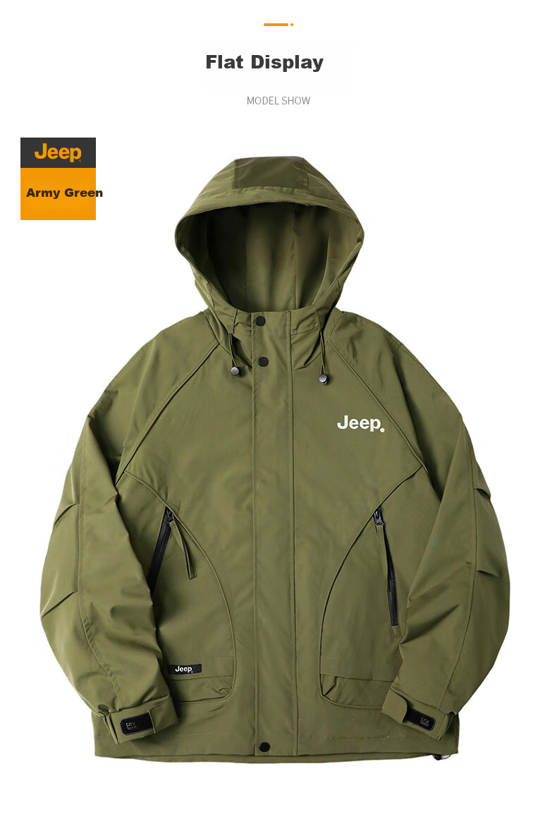 JEEP Men's Jacket, Spring And Autumn Outerwear, Casual Loose Workwear Clothing for Men, Khaki, 2XL 13