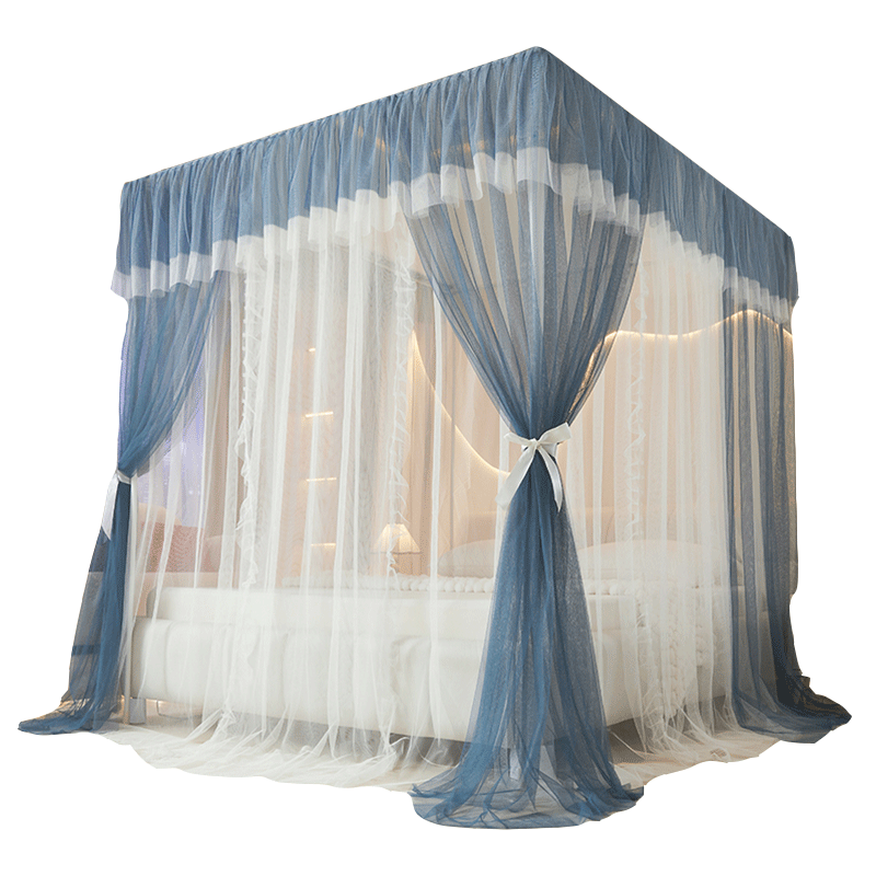 MINISO Three-Door Palace-Style Floor Mosquito Net, Detachable Baked Paint Frame Thickened, Dense Mesh for Home Use, 1.5x2 Meter Bed
