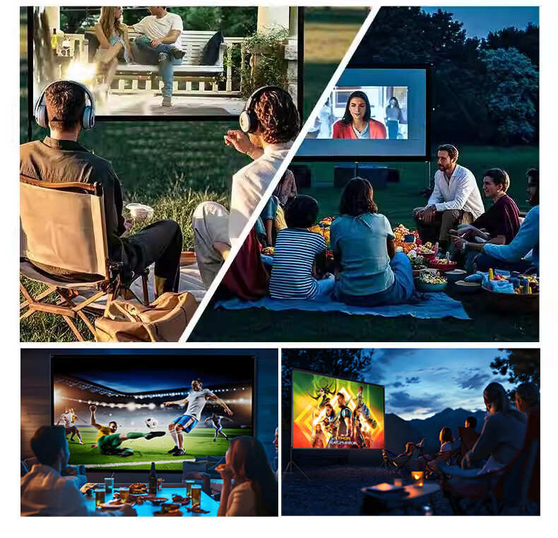 Ganyi Outdoor Dual-Frame Projection Screen, Elastic T100-Inch 16:9 Wide-Angle 4K HD Side Projection Compatible with All Lumens Projectors 1