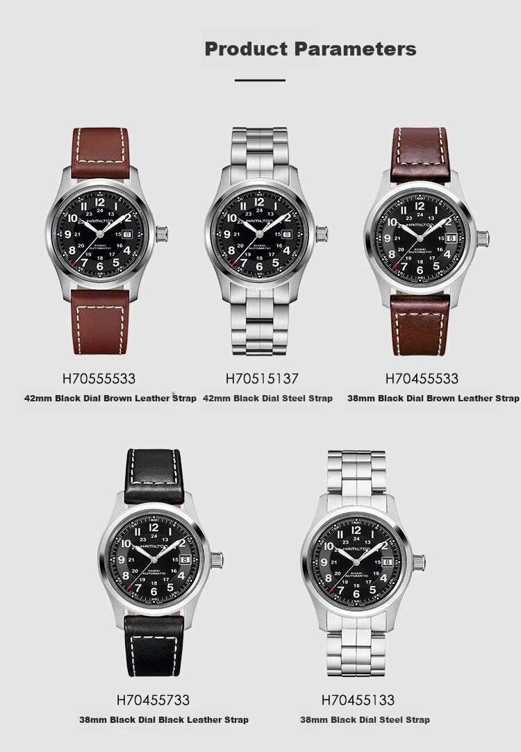 Hamilton Khaki Field Small Red Cap 38 Black Dial Steel Strap Swiss Mechanical Watch, Men's Gift 7