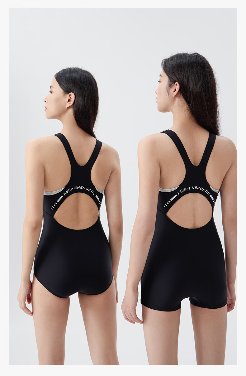 Keep Women's One-Piece Boyleg Professional Swimsuit, Plus Size, Conservative Competitive Speed Training Swimwear, 559 Black, S 2